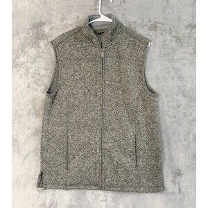 Club Room Mens Medium Gray Full Zip Fleece Vest Heather Sweater Knit